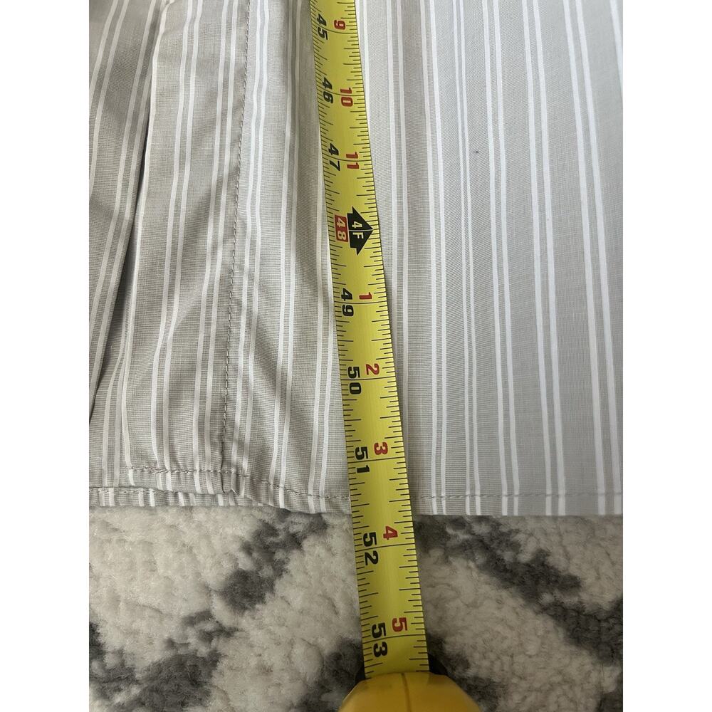 CALVIN KLEIN Gray Striped Button Front Tie Waist Shirt Maxi Dress - Picture 12 of 14